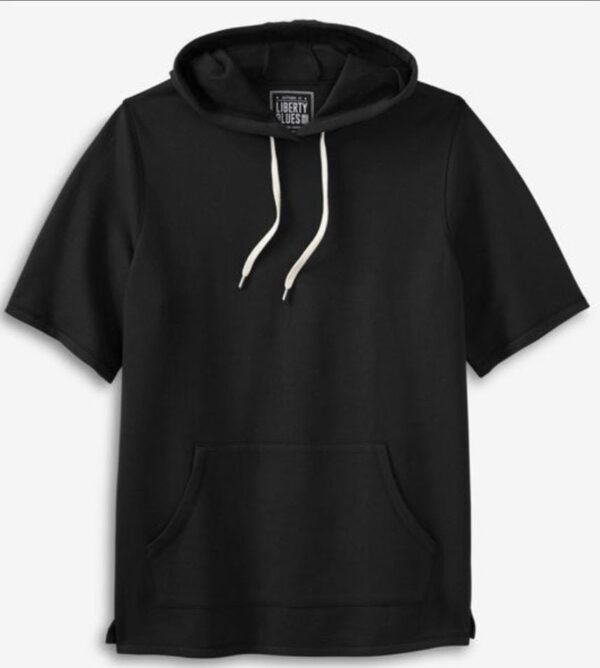 Black Big & Tall Short Sleeve Hoodie