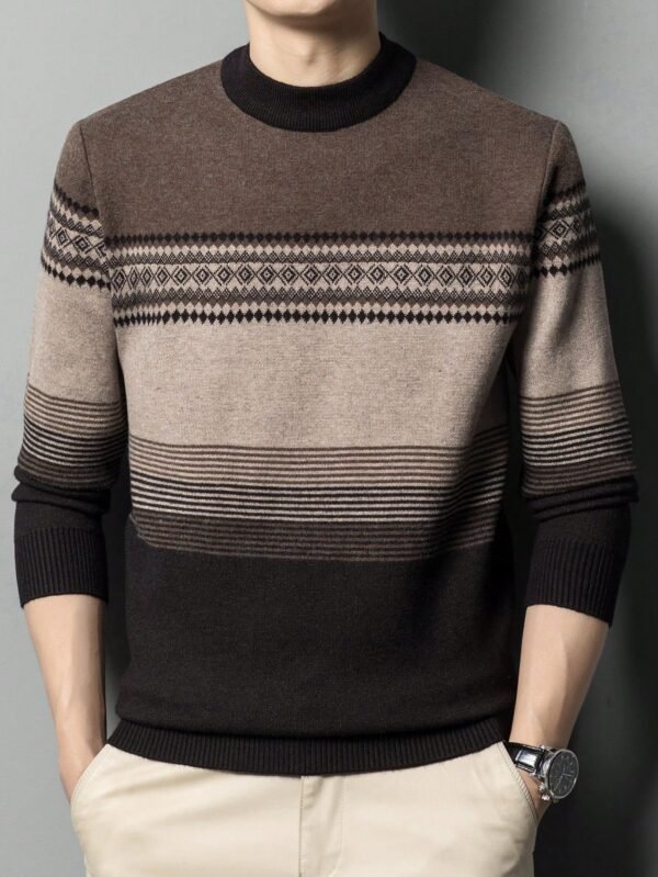 Men’s Striped Sweater – Casual Long Sleeve Knit Style