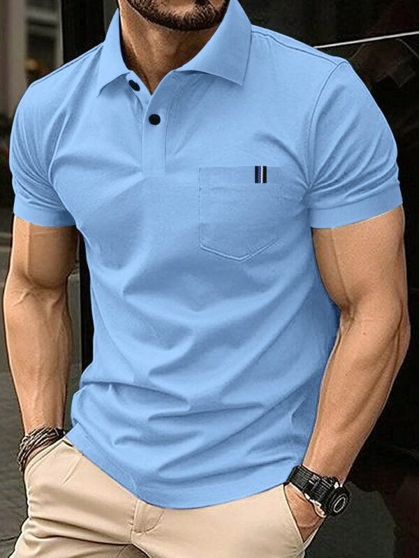 Men’s Solid Color Short Sleeve Polo Shirt – Classic Casual Style