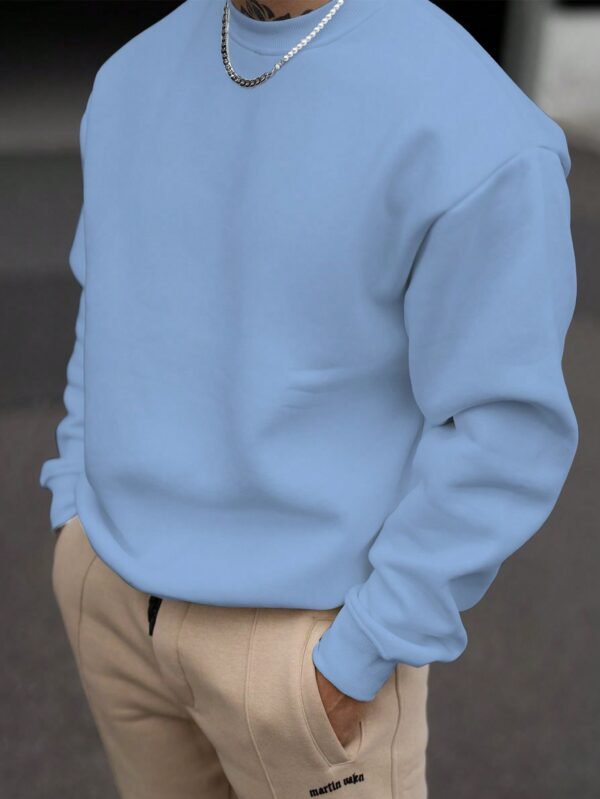 Men’s Solid Crew Neck Pullover – Casual Long Sleeve Sweatshirt