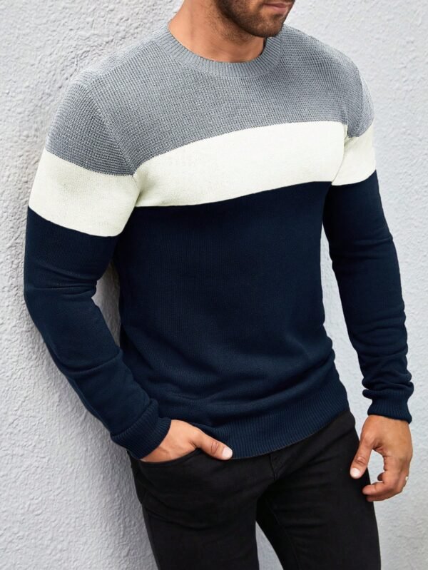 Men’s Color Block Sweater – Casual Everyday Fashion Style