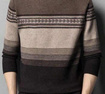 Men’s Striped Sweater – Casual Long Sleeve Knit Style