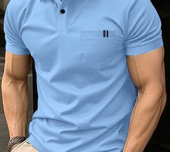 Men’s Solid Color Short Sleeve Polo Shirt – Classic Casual Style