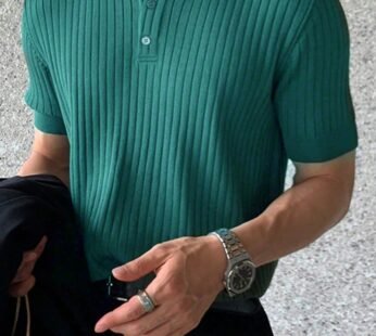 Men’s Solid Color Fine Ribbed Polo Shirt – Classic Old Money Style