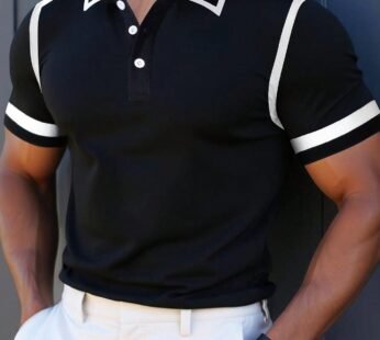 Men’s Solid Color Short Sleeve Polo Shirt – Classic Casual Style