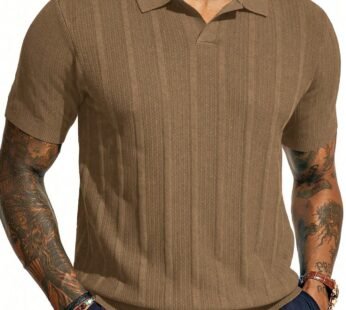 Men’s Solid Color Polo Shirt – Casual Short Sleeve Style