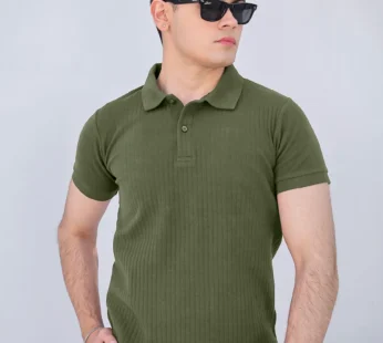Rib-Knit Polo Olive