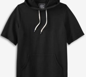 Black Big & Tall Short Sleeve Hoodie