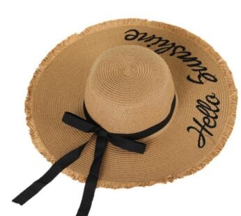 Women Lace Up Large Brim Straw Hat Beach Caps