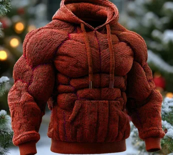 Men’s Warm Hooded Knit Line Art Sweater