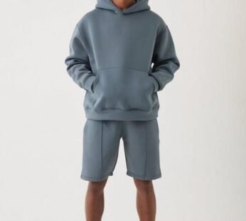 Oversized Boxy Bonded Scuba Hooded Short Tracksuit