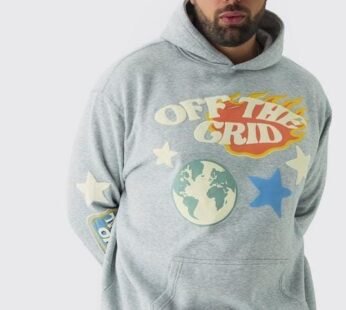 Plus Puff Print Off The Grid Overdyed Hoodie