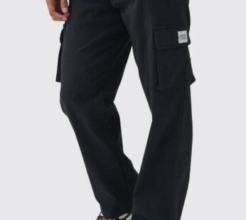 Relaxed Fit Fixed Waist Woven Tab Cargo Trousers