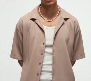 Short Sleeve Revere Oversized Pleated Shirt