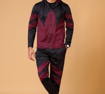Signature Embroidered Logo Maroon Black Tracksuit