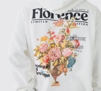 Tall Floral Back Print Oversized Hoodie